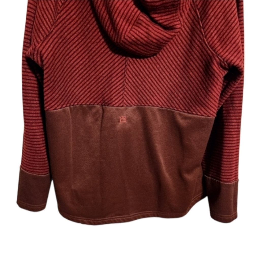 Avalanche | Women's Maroon Striped Hoodie Sweatshirt w/ Zipper Pockets (Size XL) - Picture 12 of 13
